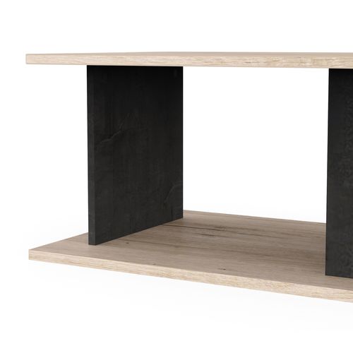 Table basse GAELLE imitation chêne et noir