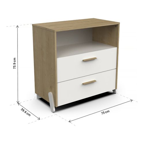 Commode Enfant 2 Tiroirs Et Une Niche "naili" - Blanc