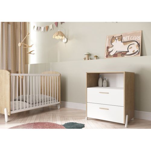 Commode Enfant 2 Tiroirs Et Une Niche "naili" - Blanc