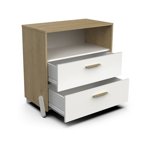 Commode Enfant 2 Tiroirs Et Une Niche "naili" - Blanc