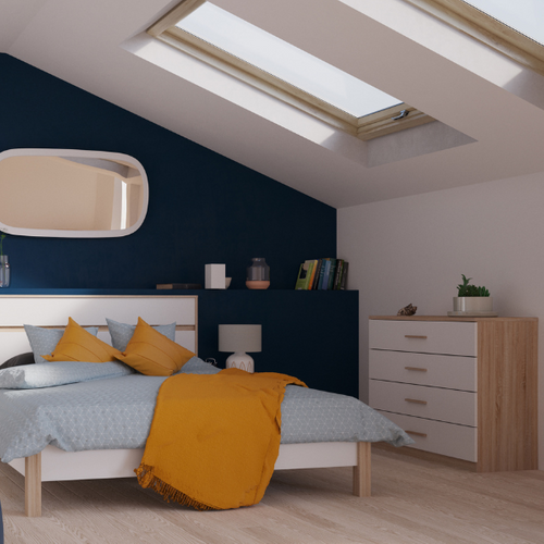 Commode 4 Tiroirs Lena Blanc Et Naturel