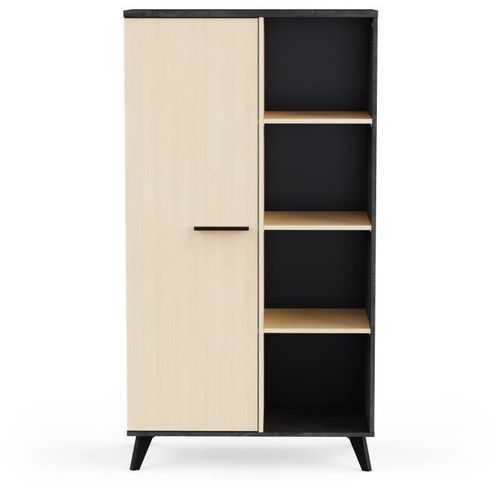 Buffet Haut H 153,9 Cm - Kent - Chene De Fil / Sidewalk - 1 Porte - 4 Niches