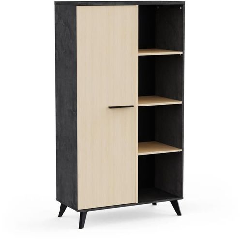 Buffet Haut H 153,9 Cm - Kent - Chene De Fil / Sidewalk - 1 Porte - 4 Niches