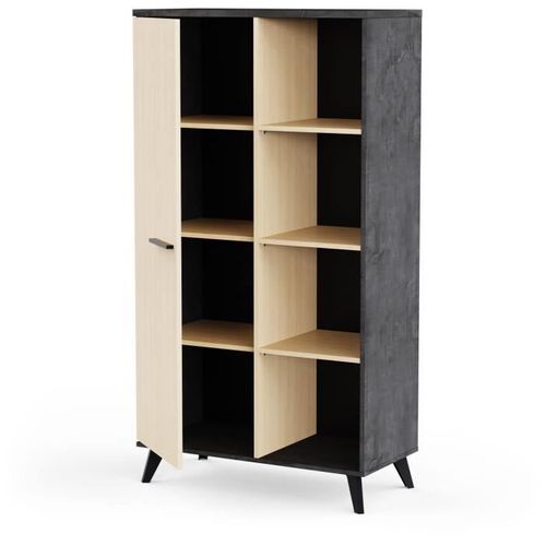 Buffet Haut H 153,9 Cm - Kent - Chene De Fil / Sidewalk - 1 Porte - 4 Niches