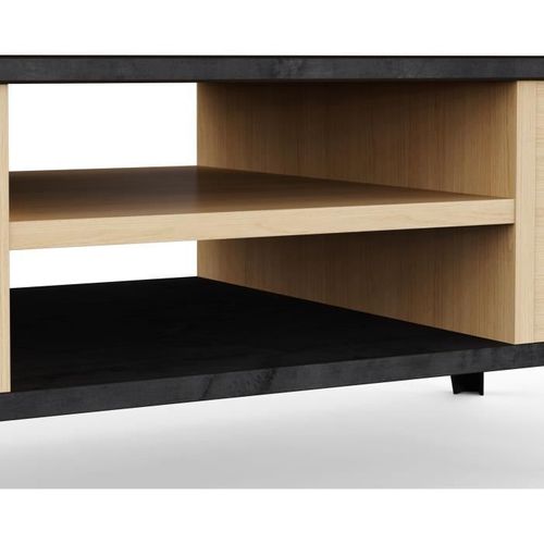 Table Basse Kent - Chêne De File / Sidewalk - 2 Tiroirs - 1 Rayon - Pieds - 106,6 X 50,1 X 35,2 Cm