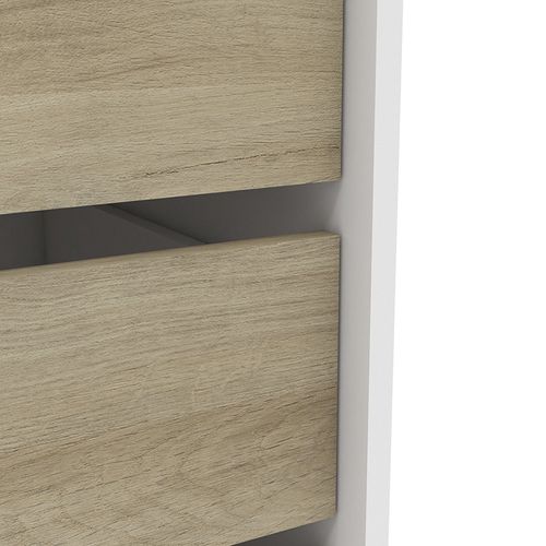 Jefferson Bureau 3 Tiroirs - Decor Chene Kronberg Blanc - L 127,1 X H 76,8 X P 55 Cm