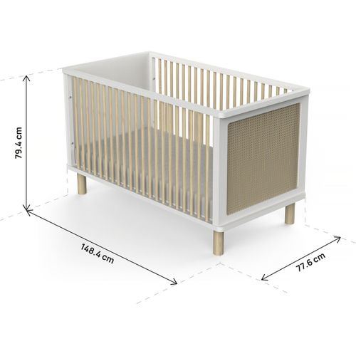 Lit Bébé Évolutif En Bois " Ochna " - 70 X 140 Cm - Blanc