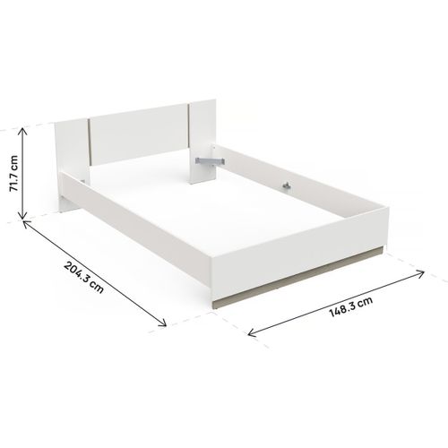 Lit Double En Bois "watson" - 140 X 200 Cm - Blanc