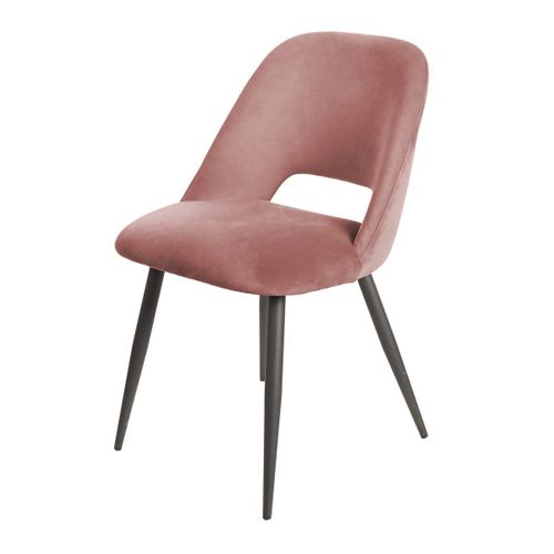 Lot De 2 Chaises De Séjour En Tissu Avec Piètement En Métal Noir L58 Cm