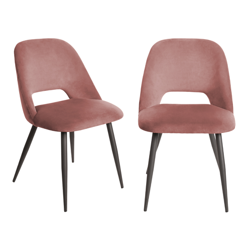 Lot De 2 Chaises De Séjour En Tissu Avec Piètement En Métal Noir L58 Cm