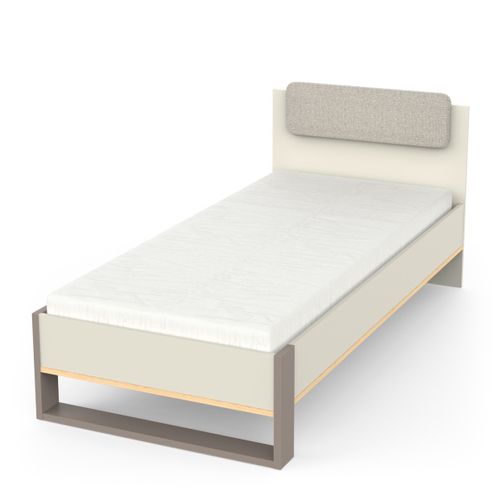 Lit Enfant - Modèle Camillia - Gris - Tête De Lit Capitonnée - 90 X 200 Cm