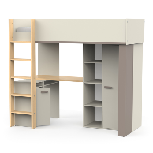 Lit Enfant Mezzanine Avec Bureau "camillia" - 90 X 200 Cm - Gris