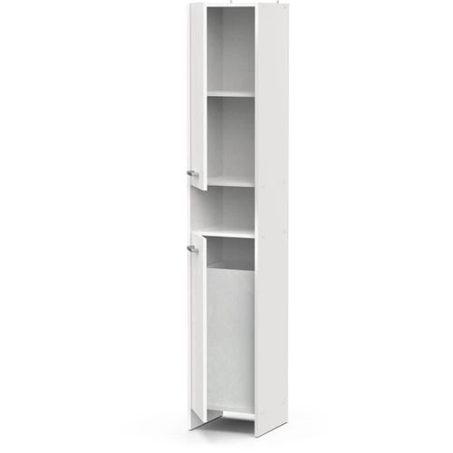 Colonne Lingere De Salle De Bain - Blanc Mat - 2 Portes - L34,2 X P33 X H185 Cm