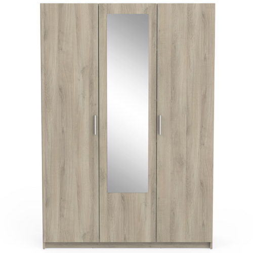 Armoire Prya 3 Portes Tournantes, 4 Étagères Et 1 Tringle-chêne Kronberg