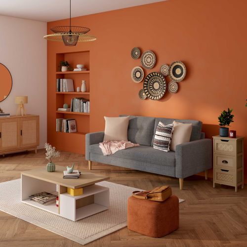 Table basse AXELLE imitation chêne/ blanc