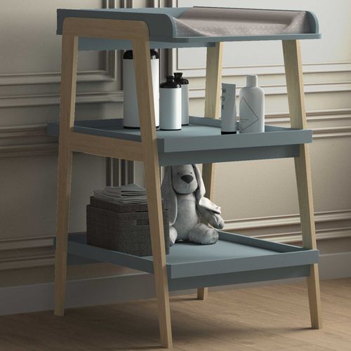 Table à Langer Tsuga - Bois Massif Et Mdf - L.58 X P.71,1 X H.101,2 Cm - Bleu Orage