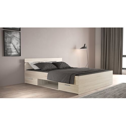 Lit Double En Bois "michigan" - 160 X 200 Cm - Marron