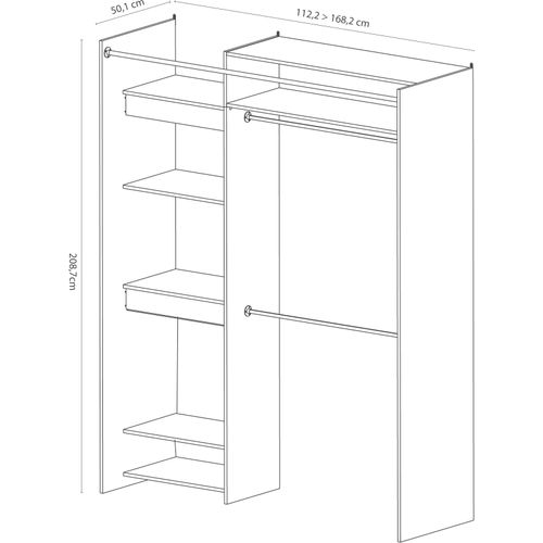 Armoire Odette 6 Compartiments De Rangement, 2 Tringles Et 1 Rideau-chêne Shannon