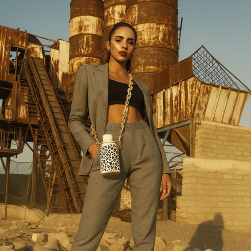 Coffret Bouteille Isotherme Blush Léopard 35 Cl Avec Chaine En Céramique