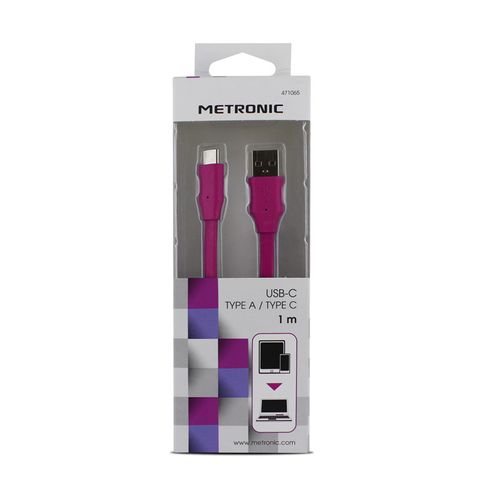 Câble Usb 2.0 Usb-a Mâle/usb-c Mâle Plat 1 M - Rose Fuchsia