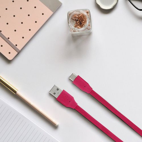 Câble Usb 2.0 Usb-a Mâle/usb-c Mâle Plat 1 M - Rose Fuchsia