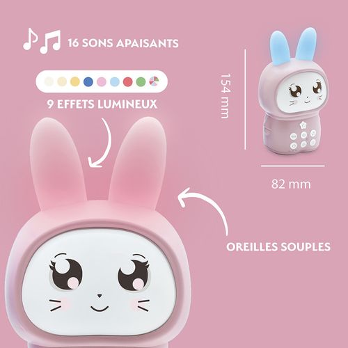 Veilleuse Lapin Pompon Avec Bruits Blancs - Rose - 477511