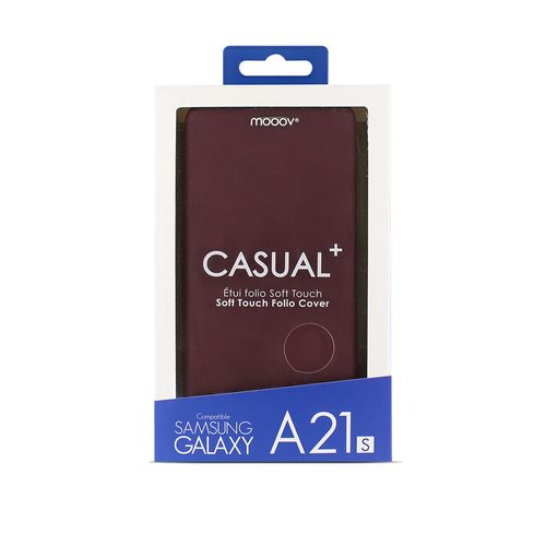 Etui Folio Soft Touch Pour Samsung A21s - Bordeaux