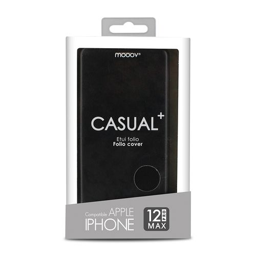 Etui Folio Clam Pour iPhone 12 Pro Max - Noir