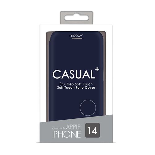 Etui Folio Soft Touch Pour iPhone 14 - Bleu