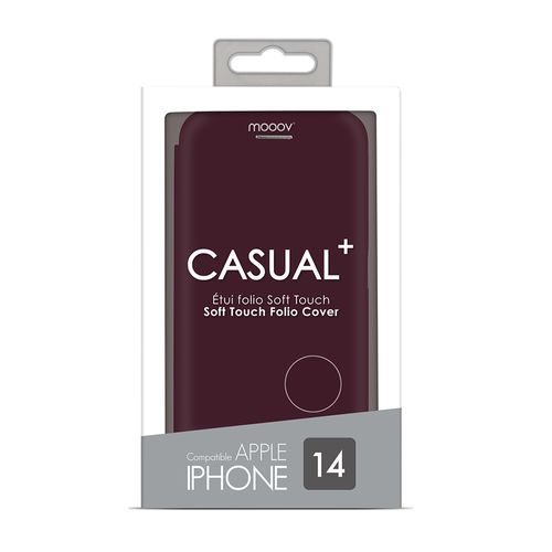 Etui Folio Soft Touch Pour iPhone 14 - Bordeaux