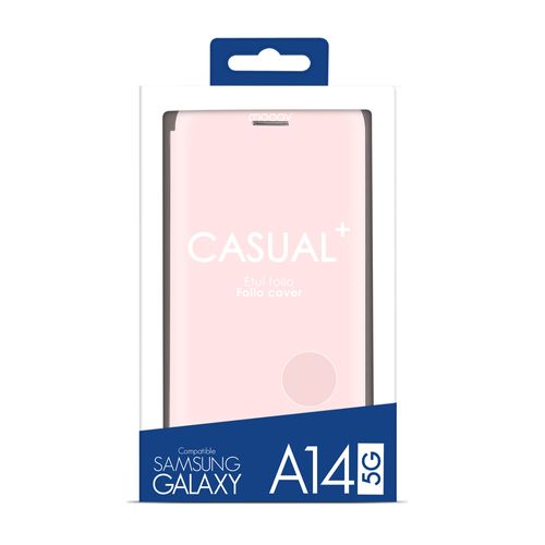 Etui Folio Soft Touch Pour Samsung Galaxy A14 5g - Rose