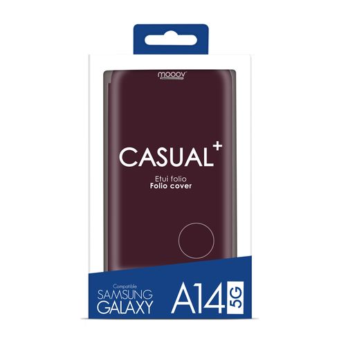 Etui Folio Soft Touch Pour Samsung Galaxy A14 5g - Bordeaux