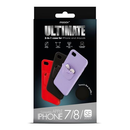Coque Semi-rigide Ultimate Soft Touch 2-en-1 Pour iPhone 7/8/se 2020 - Noire