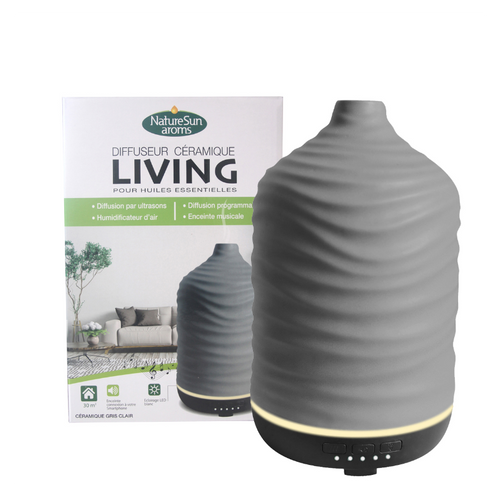 Diffuseur D'huiles Essentielles Living Céramique Gris Clair Natur'sun Aroms