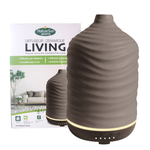 Diffuseur D'huiles Essentielles Living Céramique Gris Taupe Natur'sun Aroms