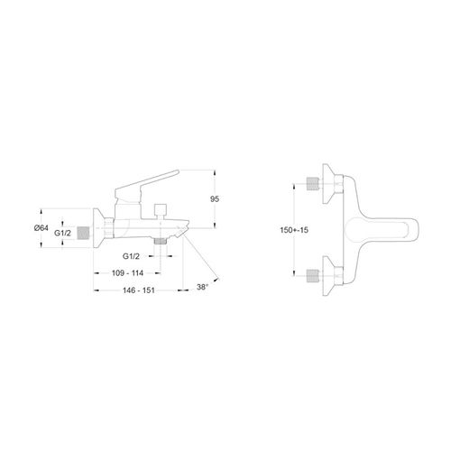Mitigeur Bain-douche Jacob Delafon Aimé Chrome