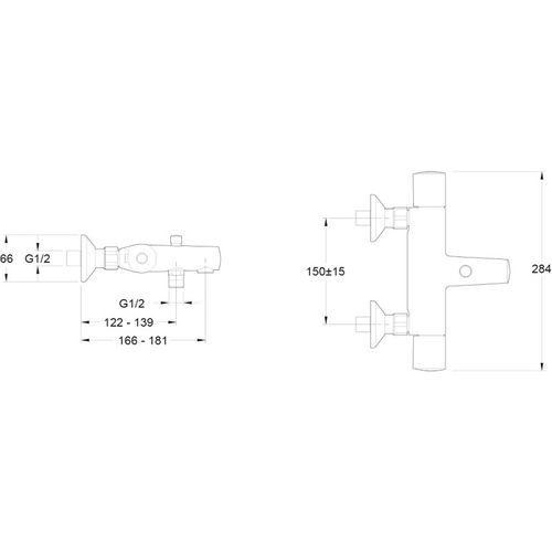 Jacob Delafon Mitigeur Thermostatique Bain Douche Mural Simone Chrome