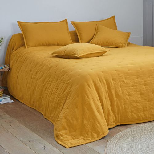 Jeté De Lit 240x260 Jaune Or En Polyester