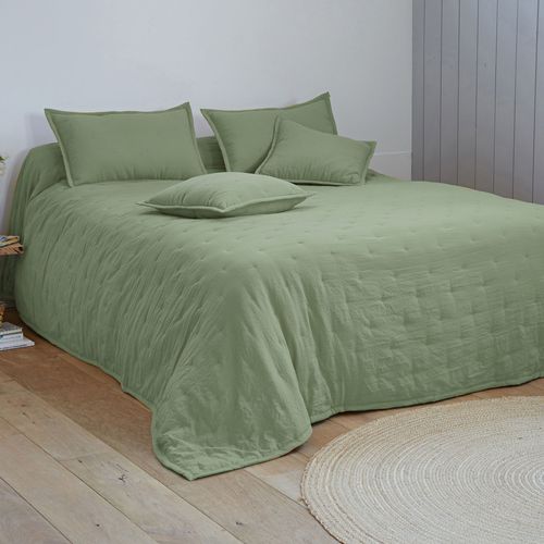 Jeté De Lit 240x260 Vert Lichen En Polyester
