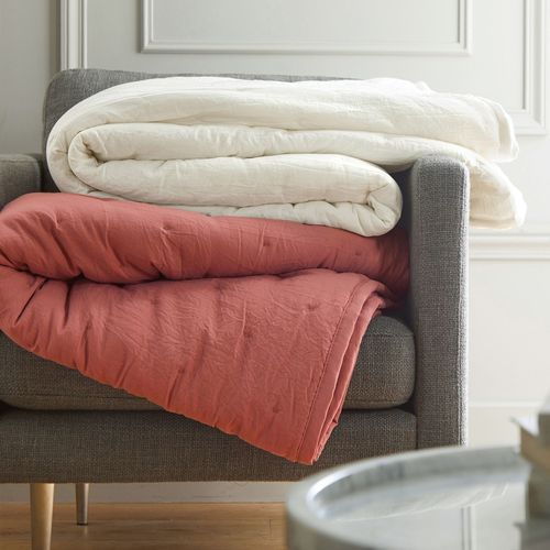 Jeté De Lit 220x240 Rose Bois De Rose En Polyester