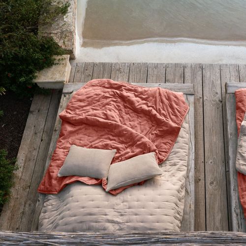 Jeté De Lit 240x260 Rose Bois De Rose En Polyester