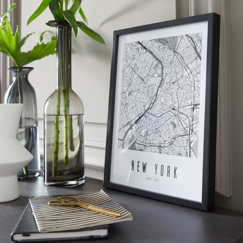 Tableau 30x40 cm MAP NEW YORK Lario noir