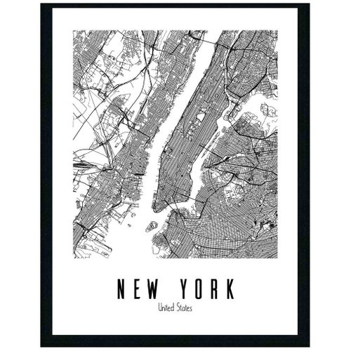 Tableau 30x40 cm MAP NEW YORK Lario noir