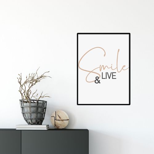 Image 30x40 cm SMILE AND LIVE Noir / Blanc