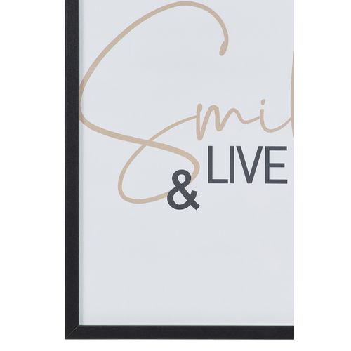 Image 30x40 cm SMILE AND LIVE Noir / Blanc
