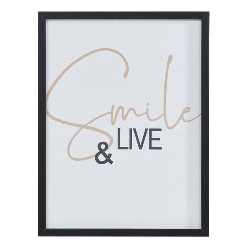 Image 30x40 cm SMILE AND LIVE Noir / Blanc