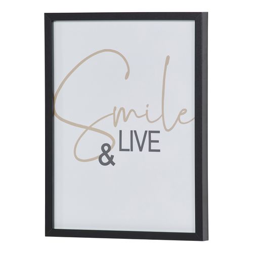 Image 30x40 cm SMILE AND LIVE Noir / Blanc