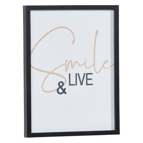 Image 30x40 cm SMILE AND LIVE Noir / Blanc