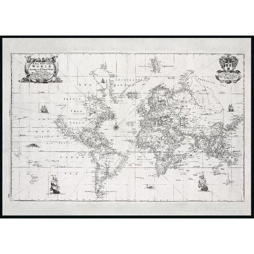 Toile 50x70 cm CARTE VINTAGE Lario noir