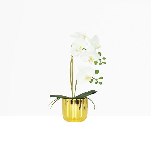 Orchidee Artificielle Toucher Naturel Pot Or 40cm